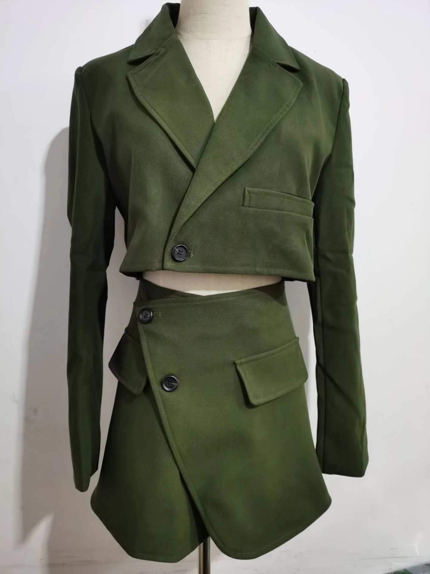 Blazer and Skirt Set | Cropped Jacket | Minimal style Plaid Blazer Set | Two Piece Plaid Skirt Suit Set | Corduroy Skirt and Blazer Suit Set