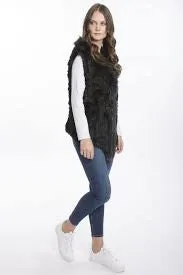 BRAND NEW JAYLEY COLLECTION BLACK FOX & CONEY FUR GILET ONE SIZE