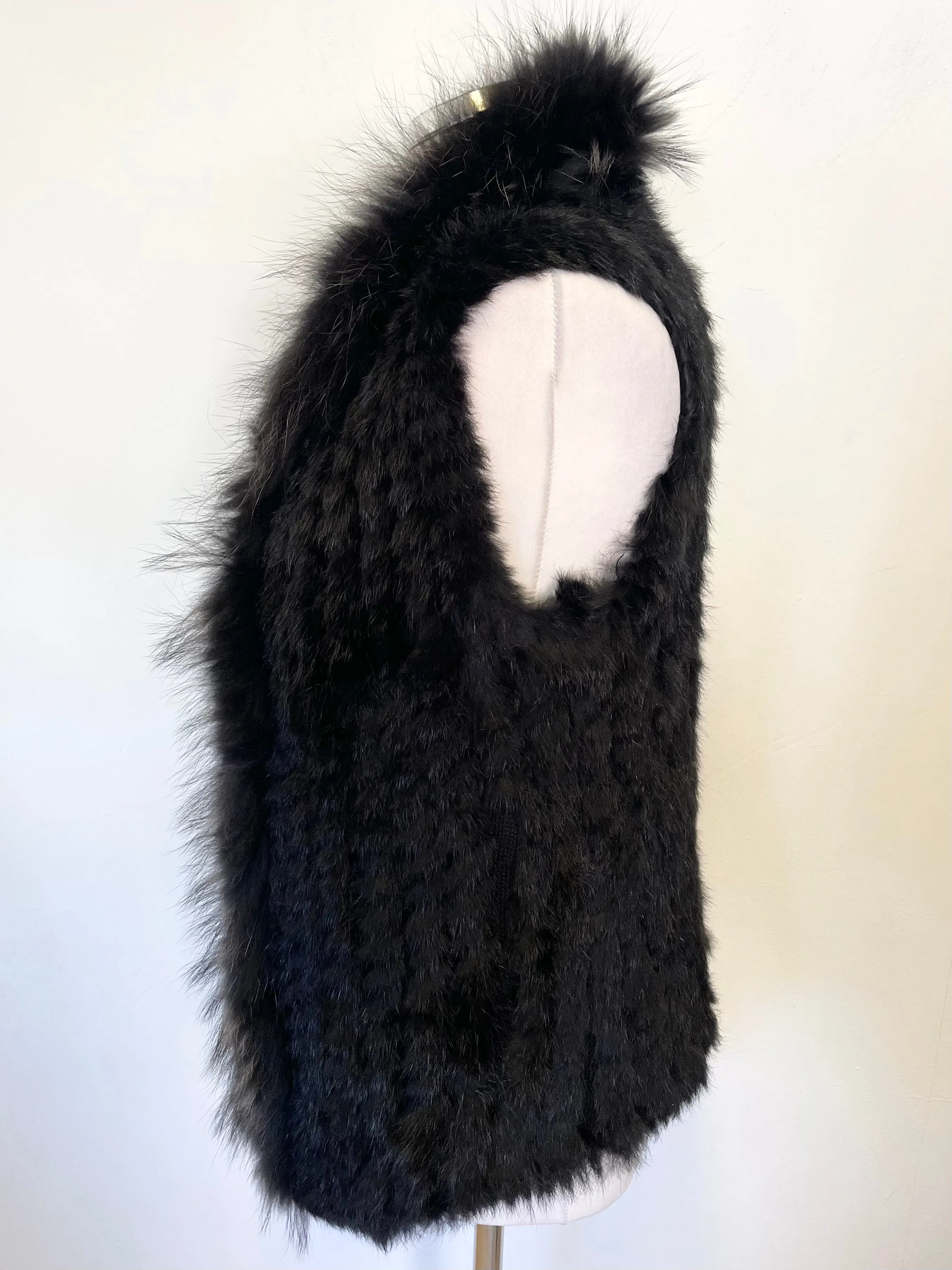 BRAND NEW JAYLEY COLLECTION BLACK FOX & CONEY FUR GILET ONE SIZE