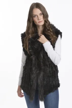 BRAND NEW JAYLEY COLLECTION BLACK FOX & CONEY FUR GILET ONE SIZE