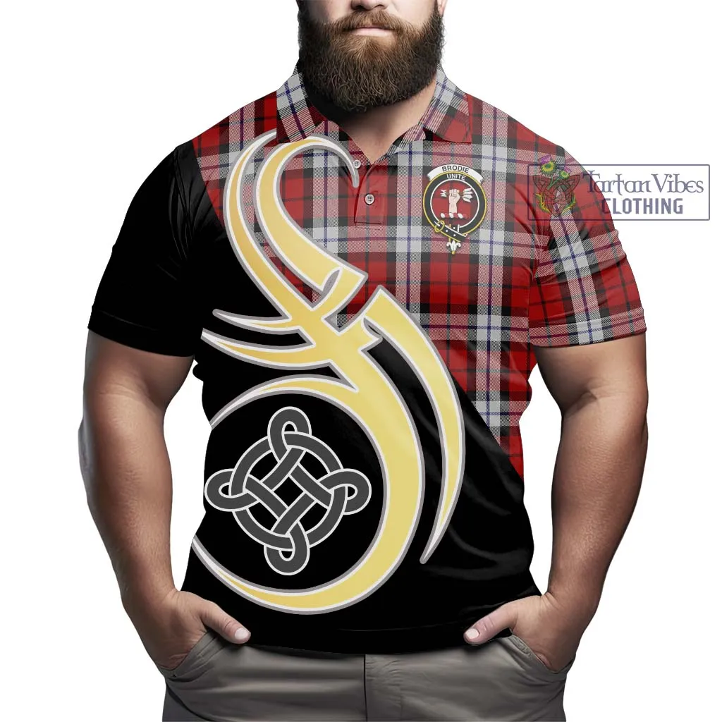 Brodie Dress Tartan Polo Shirt with Family Crest and Celtic Symbol Style