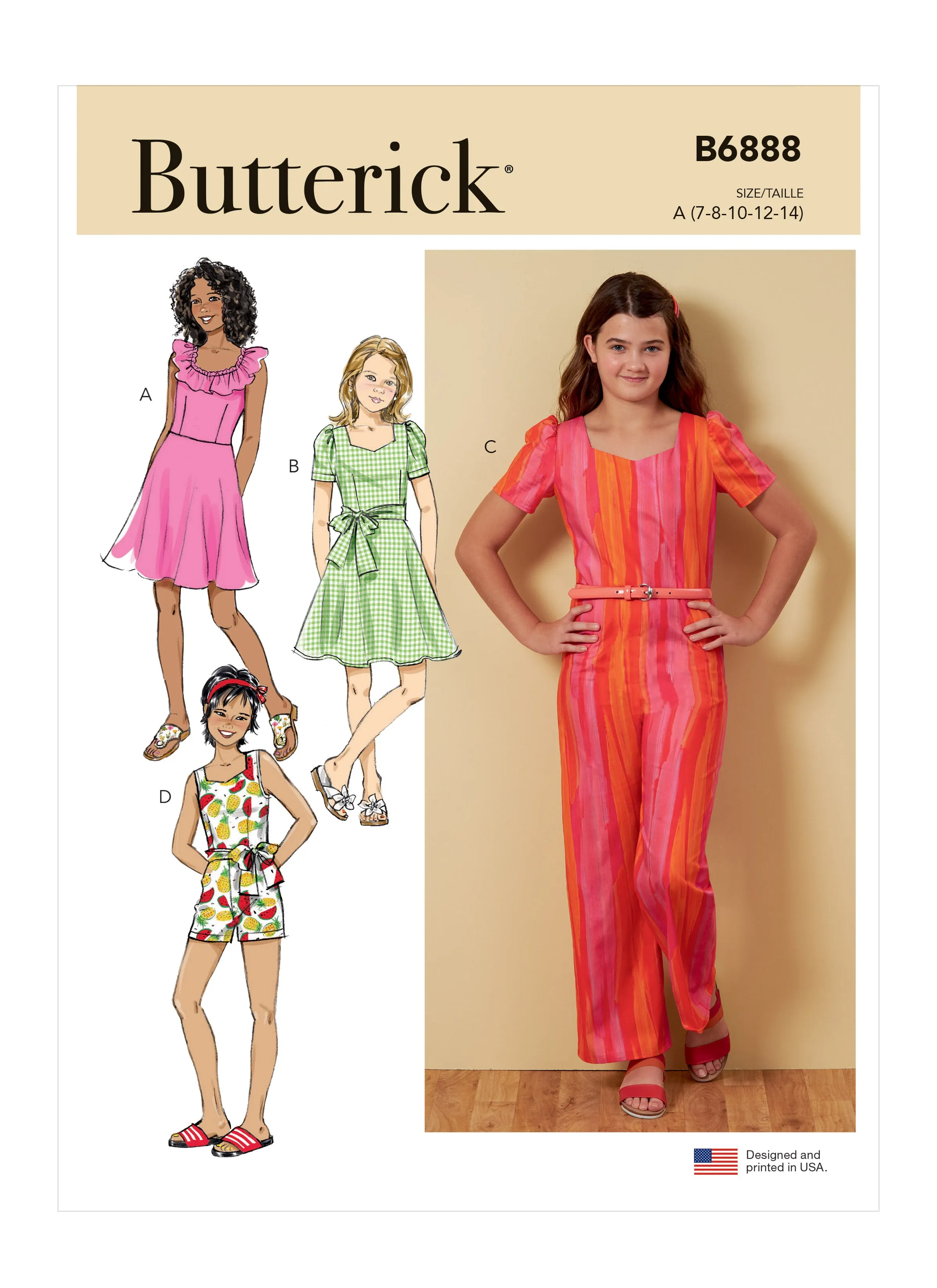Butterick 6888 Girl's Jumpsuit and Romper sewing pattern