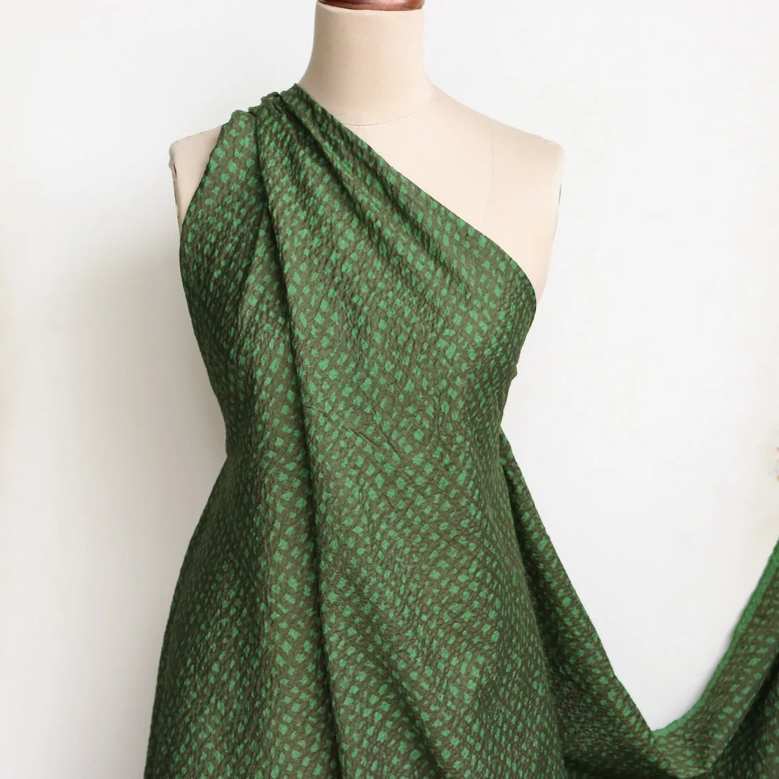 Caged Green Seersucker (PRE-ORDER)