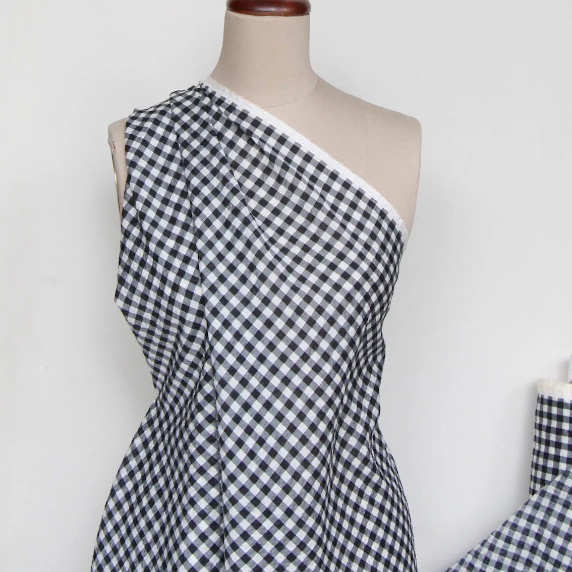 Charcoal Check Ivory Seersucker