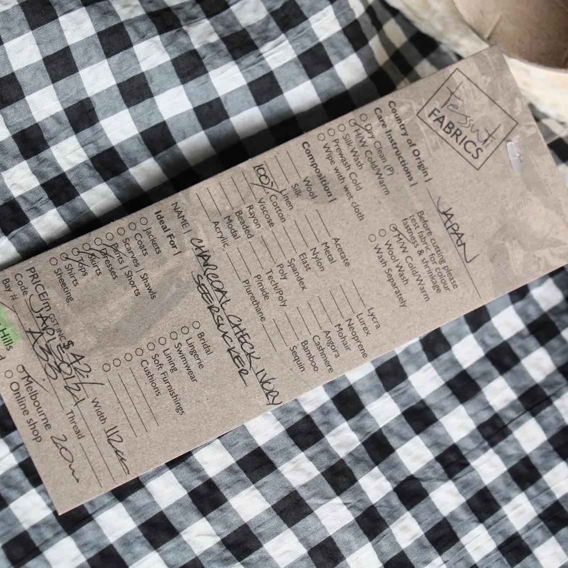 Charcoal Check Ivory Seersucker