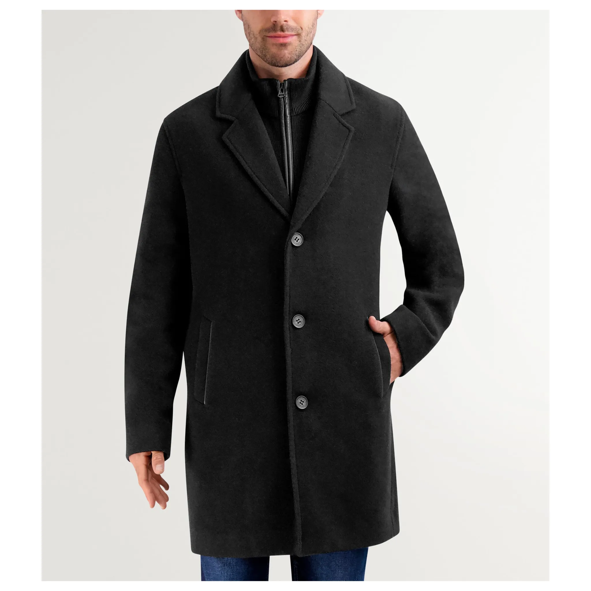 Cole Haan Signature Ribbed Bib Wool Blend Coat (3 COLORS)