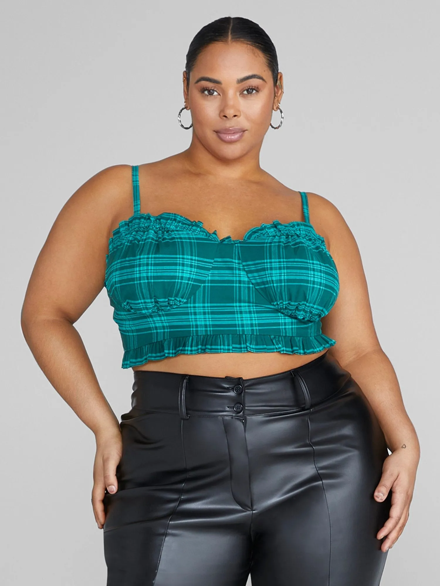 Fashion To Figure - Tiffani Plaid Cropped Tank Top