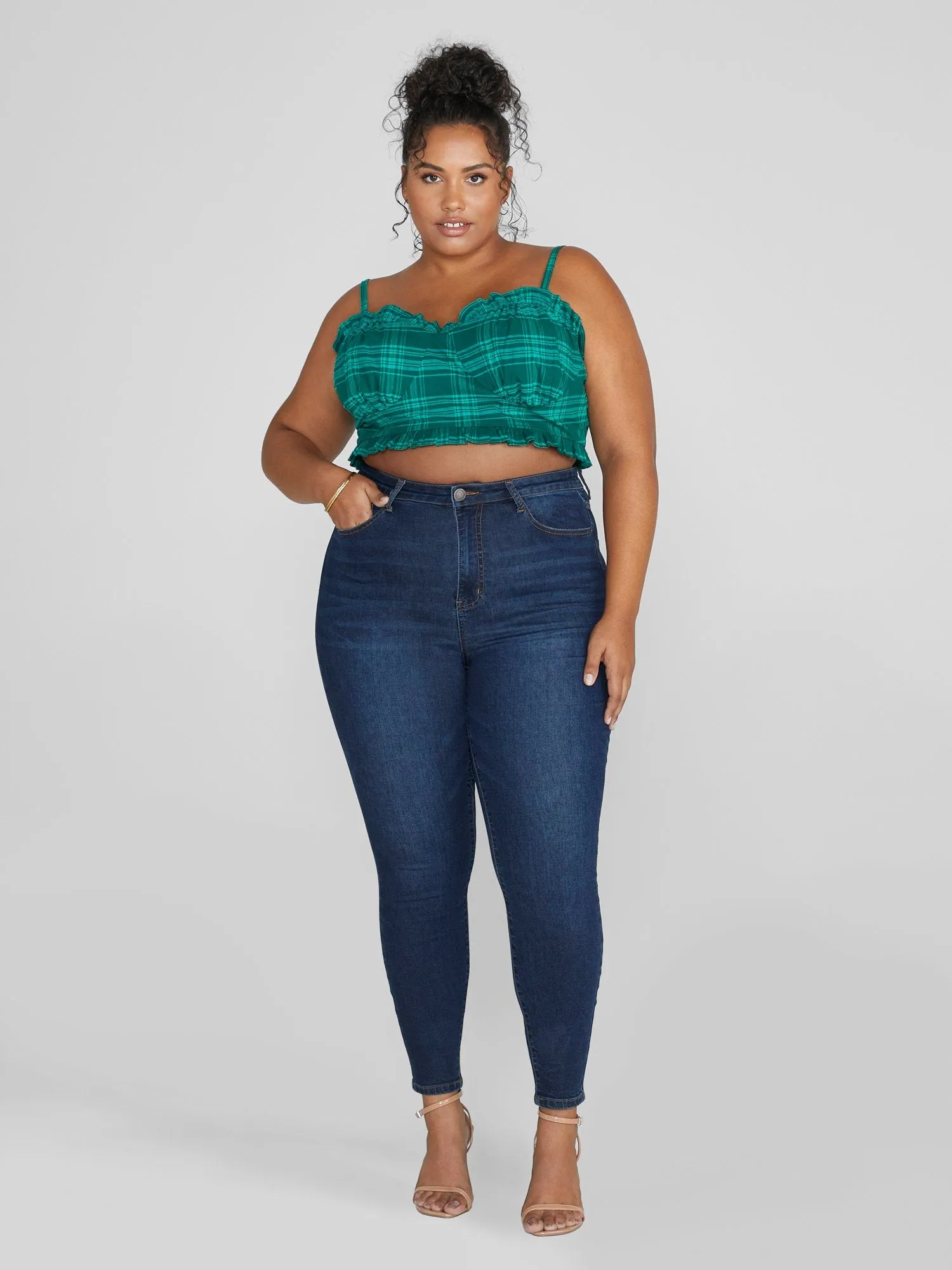 Fashion To Figure - Tiffani Plaid Cropped Tank Top