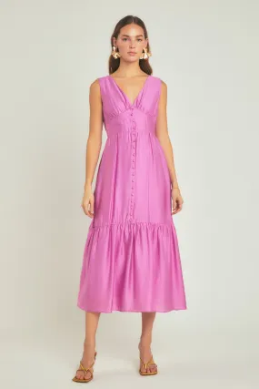 Front Button Dress with Back Bow