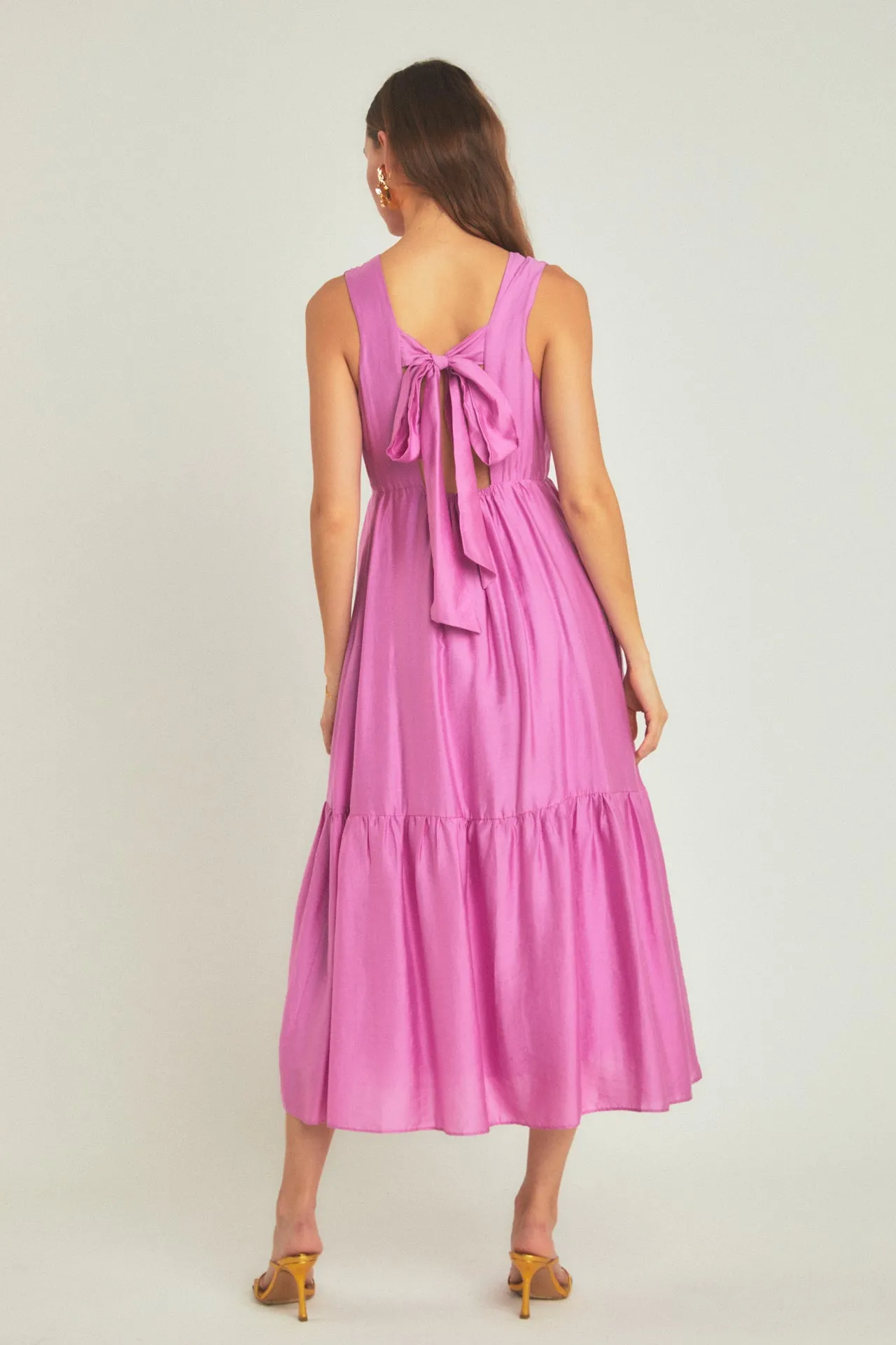 Front Button Dress with Back Bow