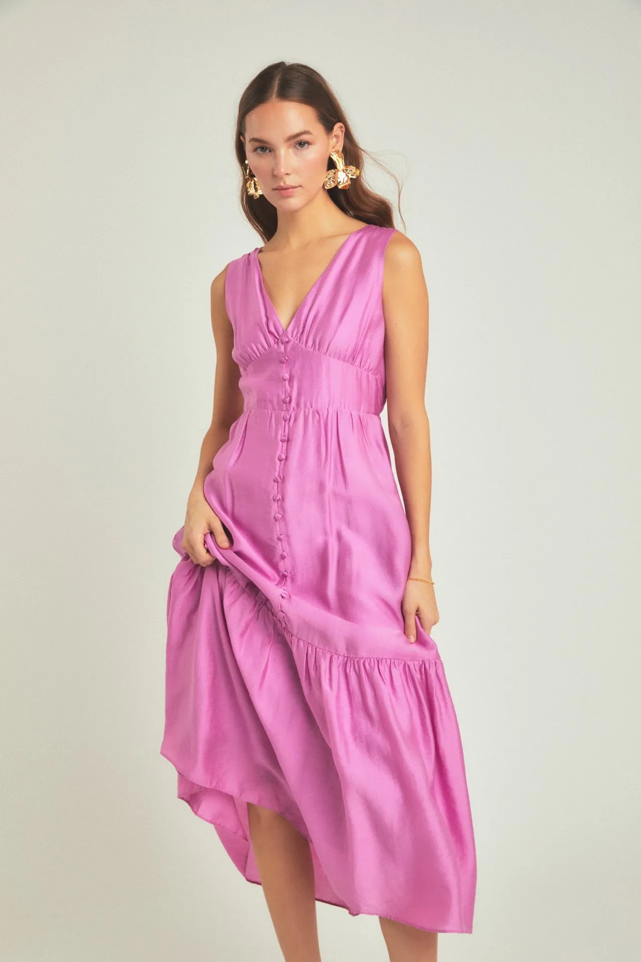 Front Button Dress with Back Bow