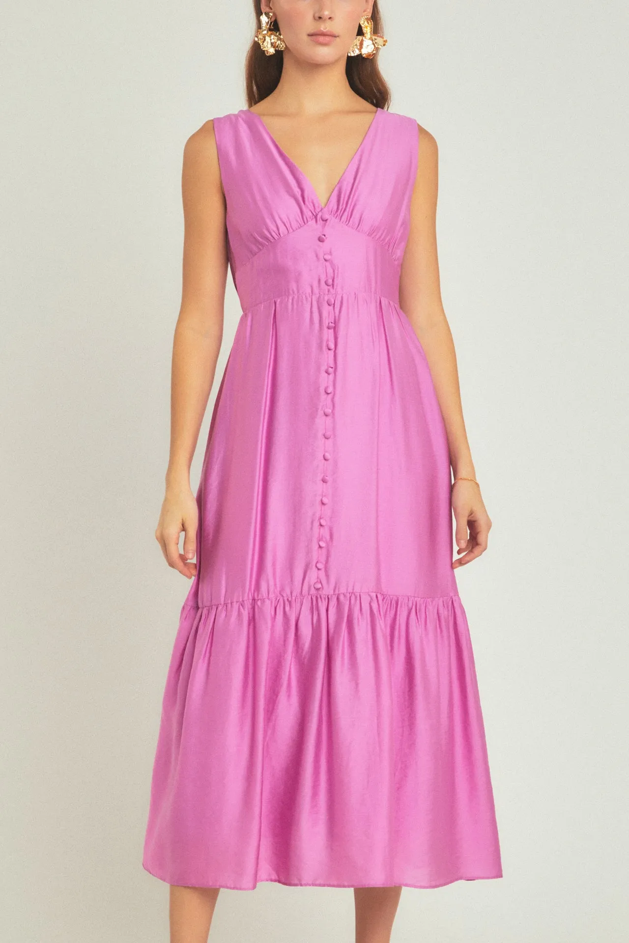 Front Button Dress with Back Bow