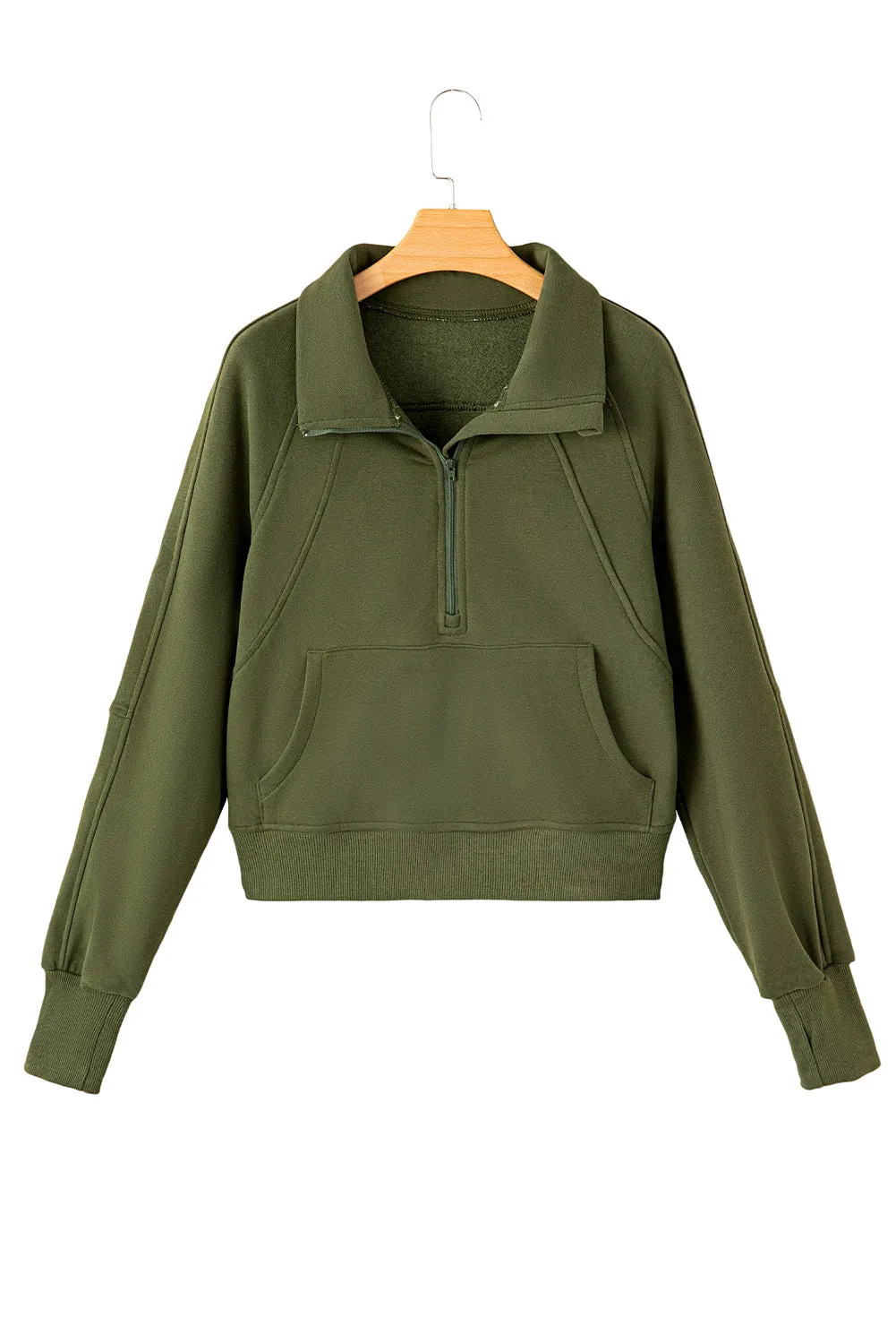 Half Zip Thumbhole Sleeve Sweatshirt - 8 Colors