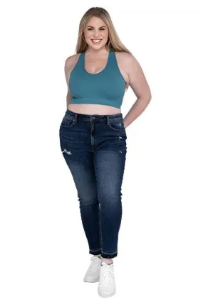 Plus Ribbed Cropped Racerback Tank Top