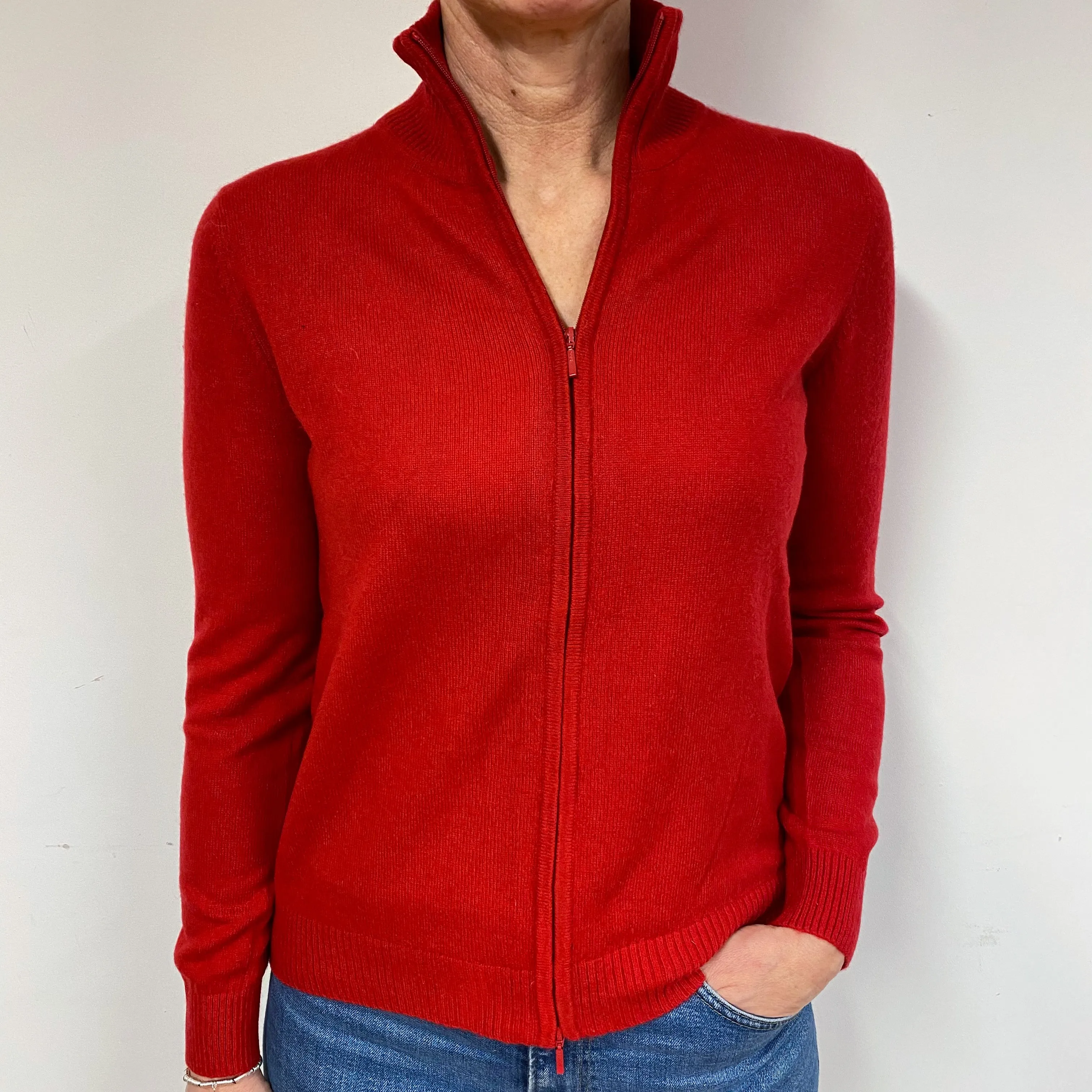 Post Box Red Cashmere Cardigan Medium