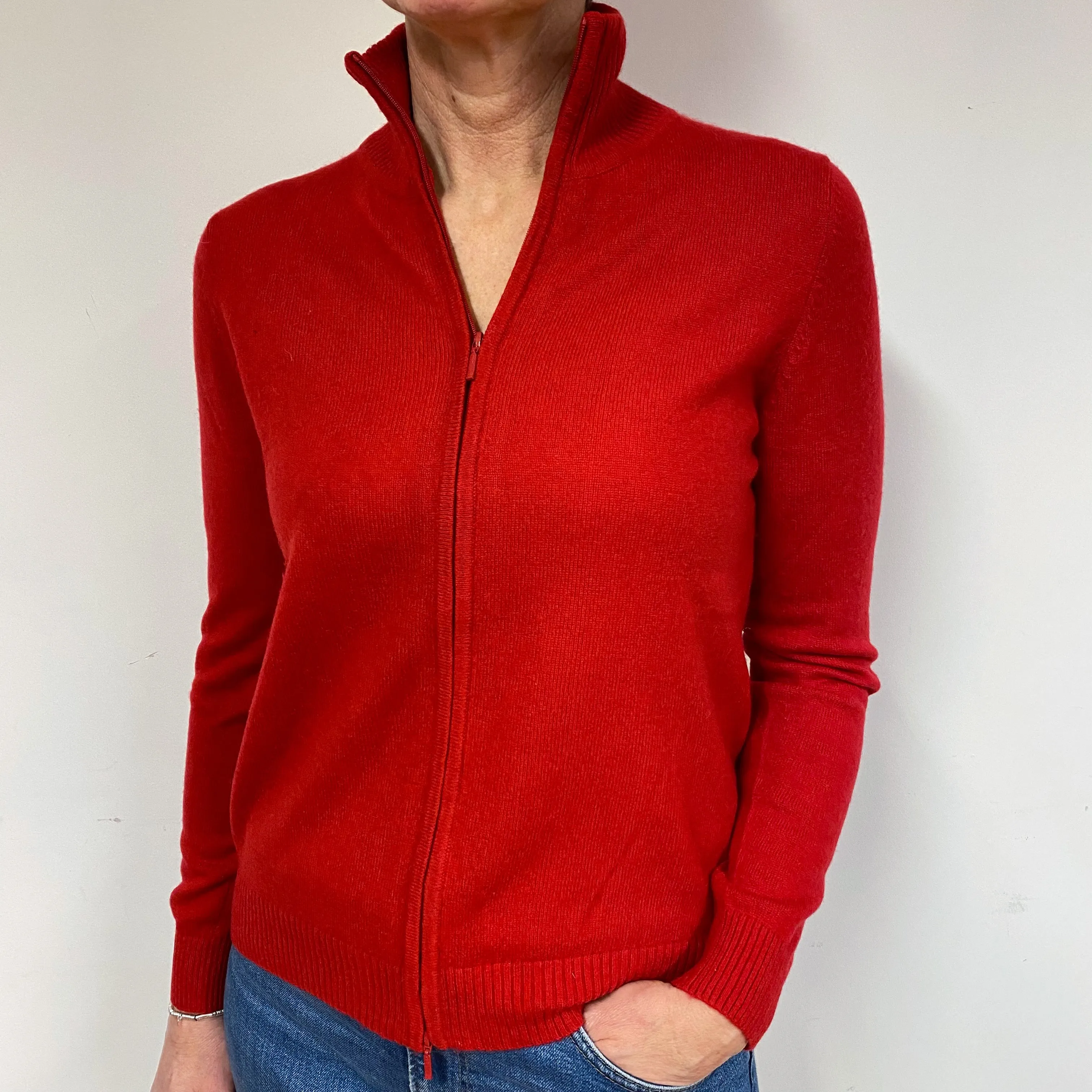Post Box Red Cashmere Cardigan Medium