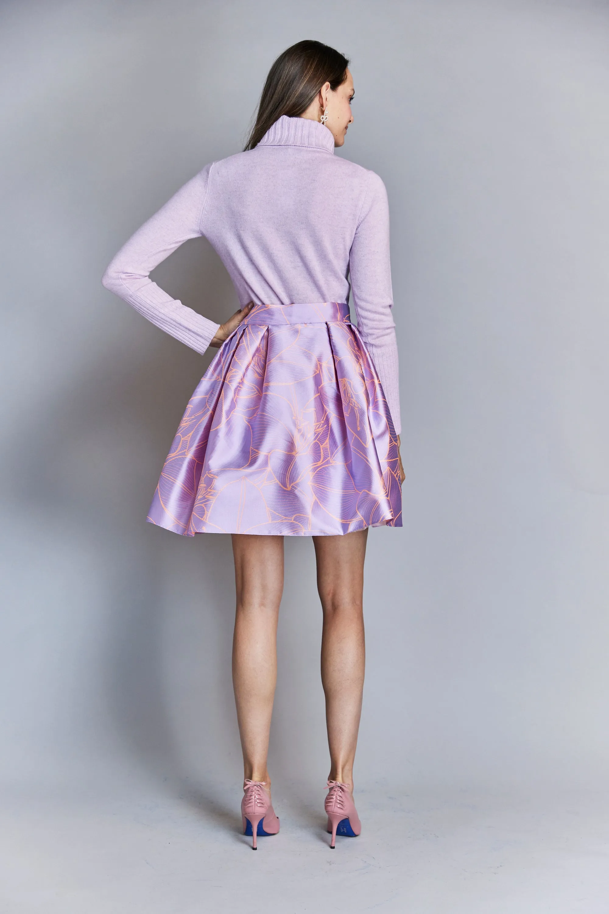 Silk Floral Charlotte Skirt in Purple