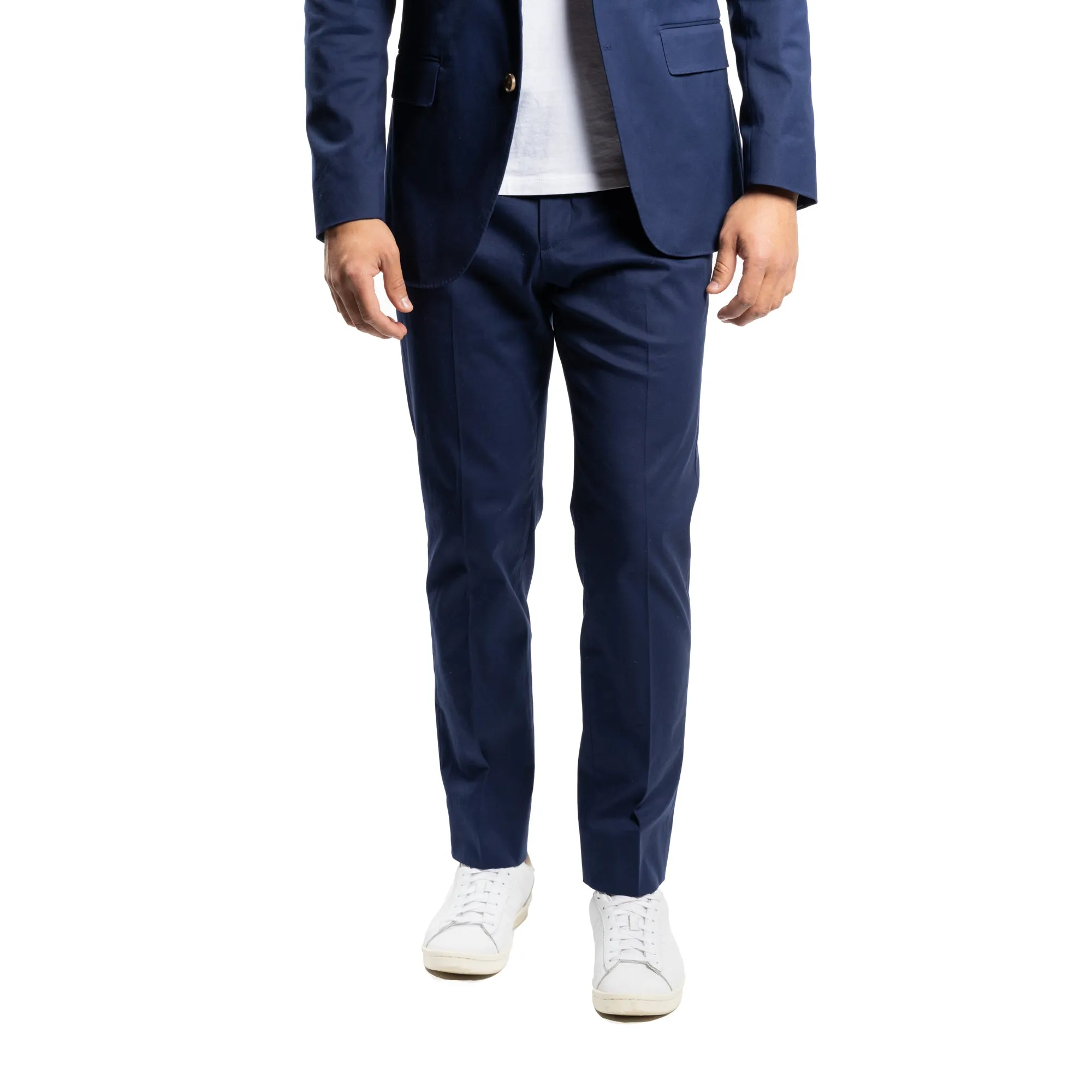 Stretch Cotton Trousers - Navy